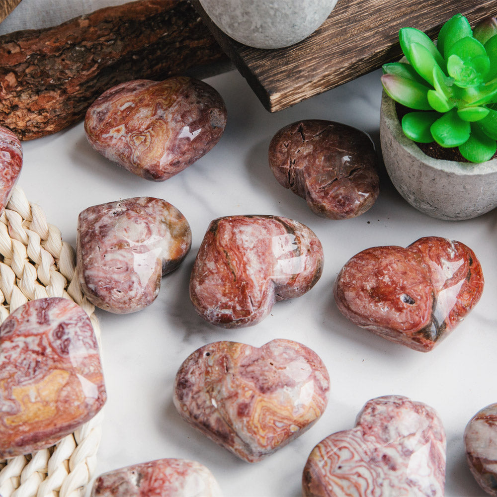 Reikistal Red Crazy Lace Agate Heart