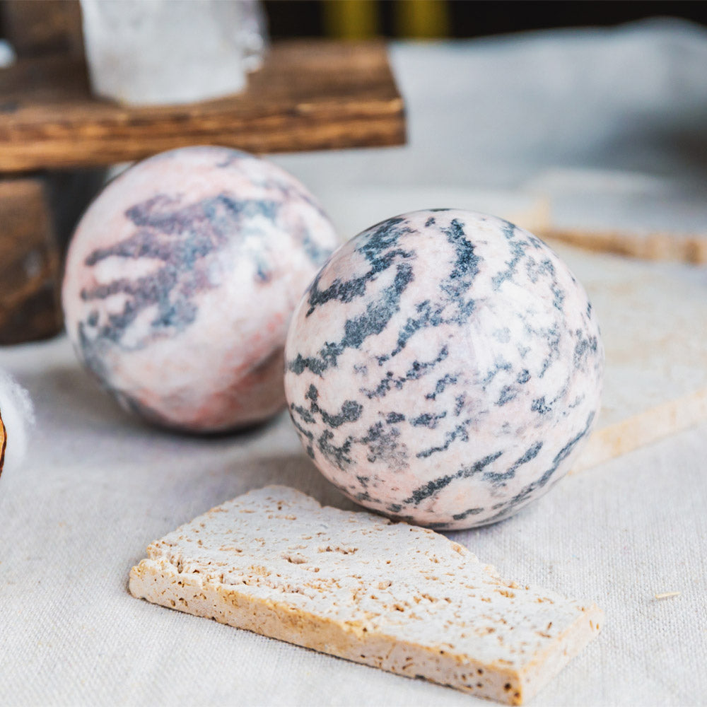 Reikistal Pink Zebra Jasper Sphere