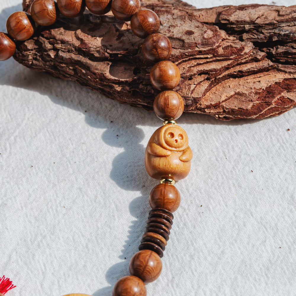 Reikistal Six Wooden One-Loop Bracelet Play With Buddhist Beads