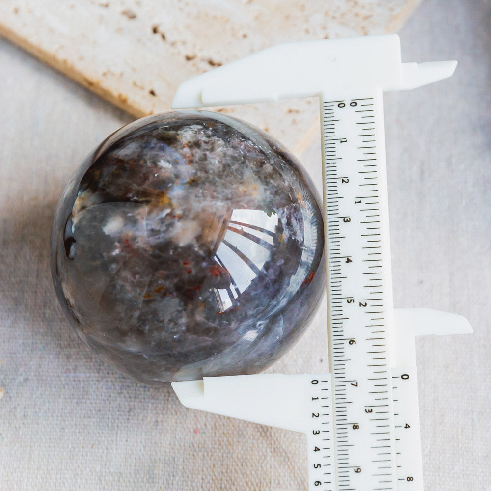 Reikistal Smoky Quartz With Red Hematoid Sphere