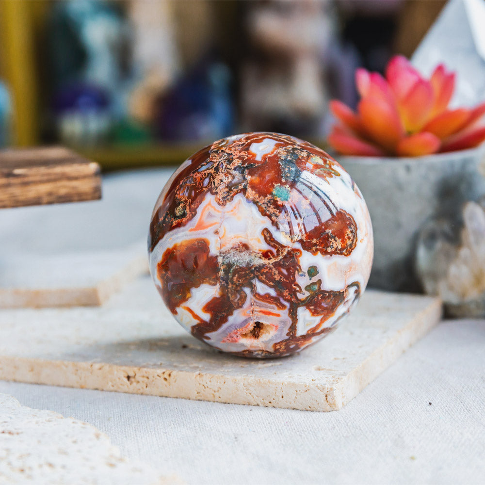 Reikistal Red Moss Agate Sphere