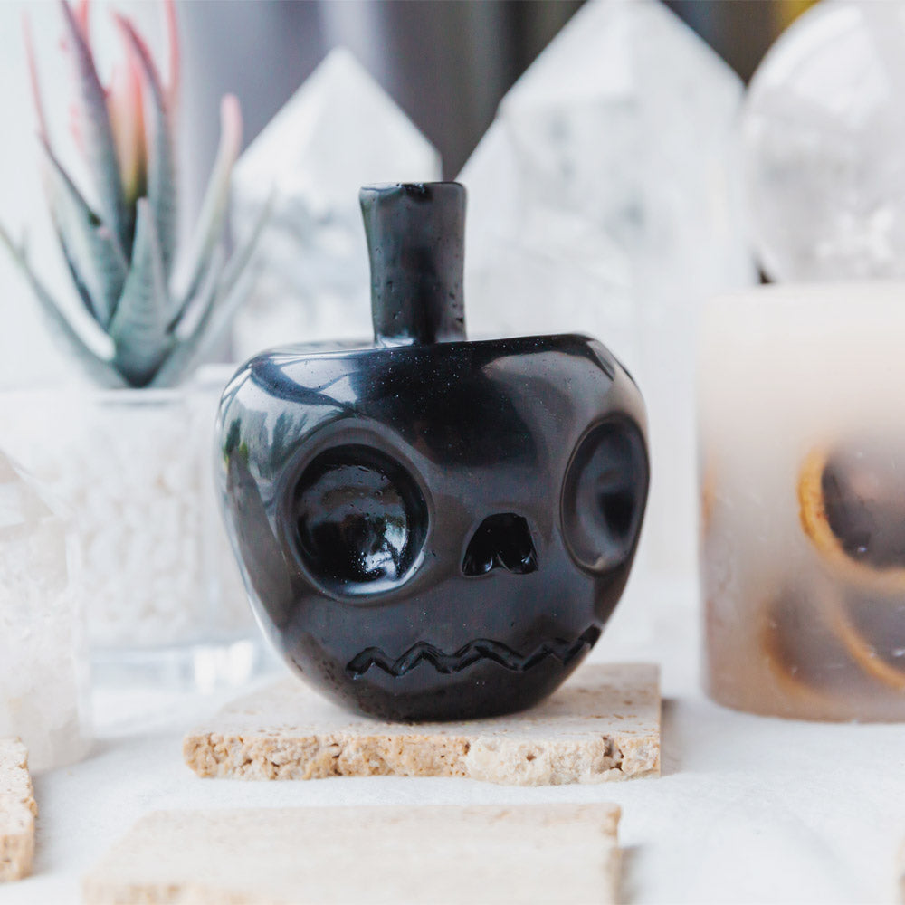 Reikistal Black Obsidian Apple Skull