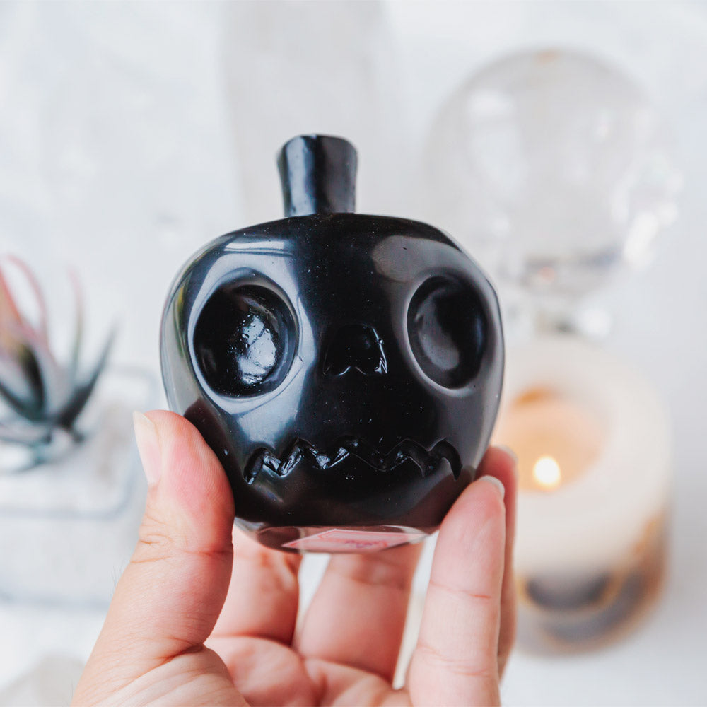 Reikistal Black Obsidian Apple Skull
