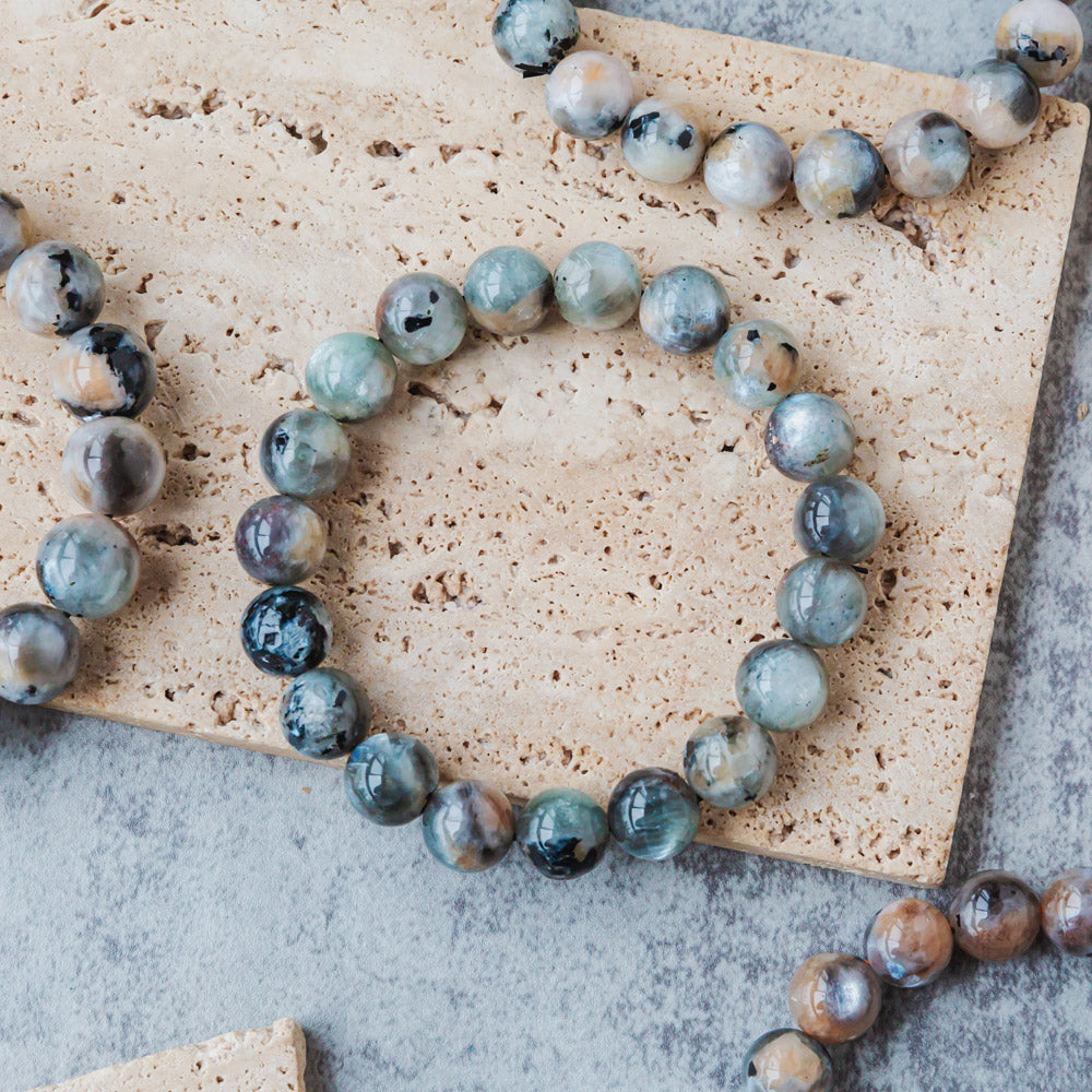 Reikistal Black Moonstone With Tourmaline Bracelet