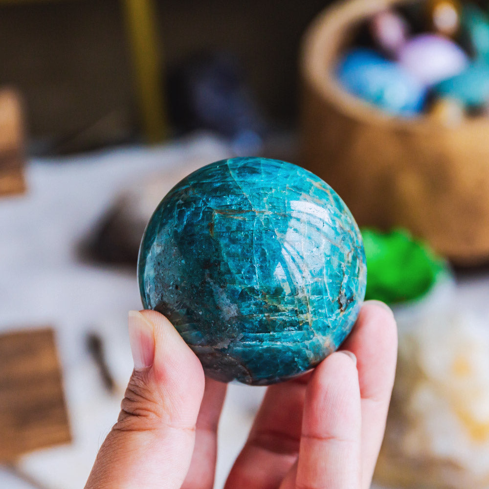 Reikistal Blue Apatite Sphere