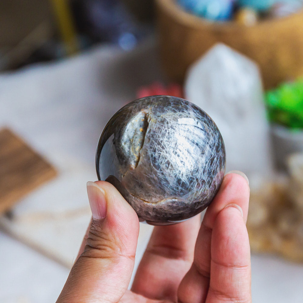 Reikistal Black Moonstone Sphere