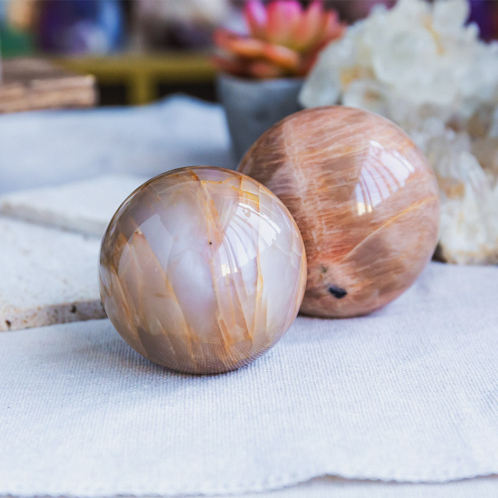 Reikistal Peach Moonstone Sphere