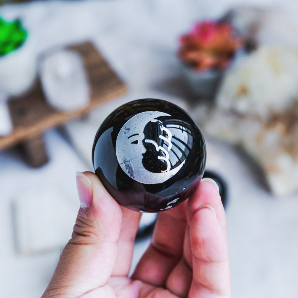 Reikistal Black Obsidian Sphere