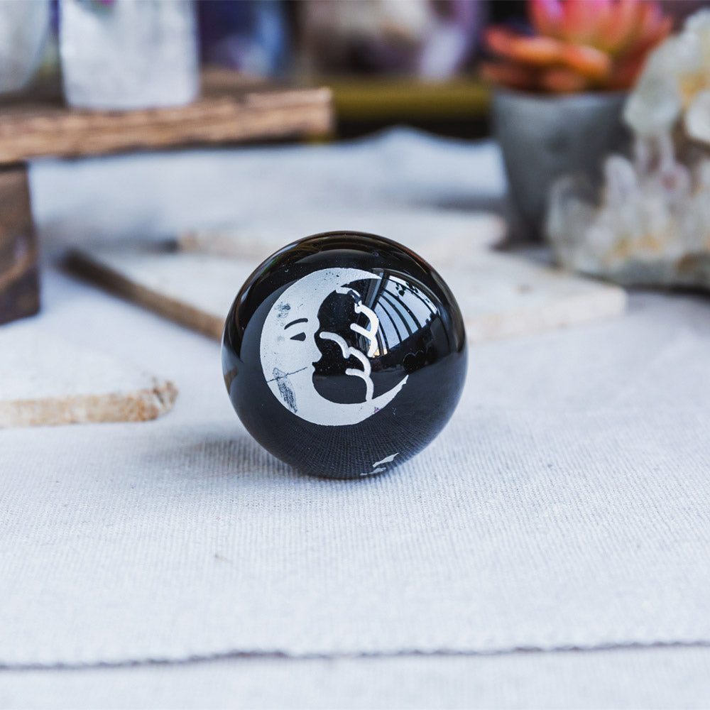 Reikistal Black Obsidian Sphere