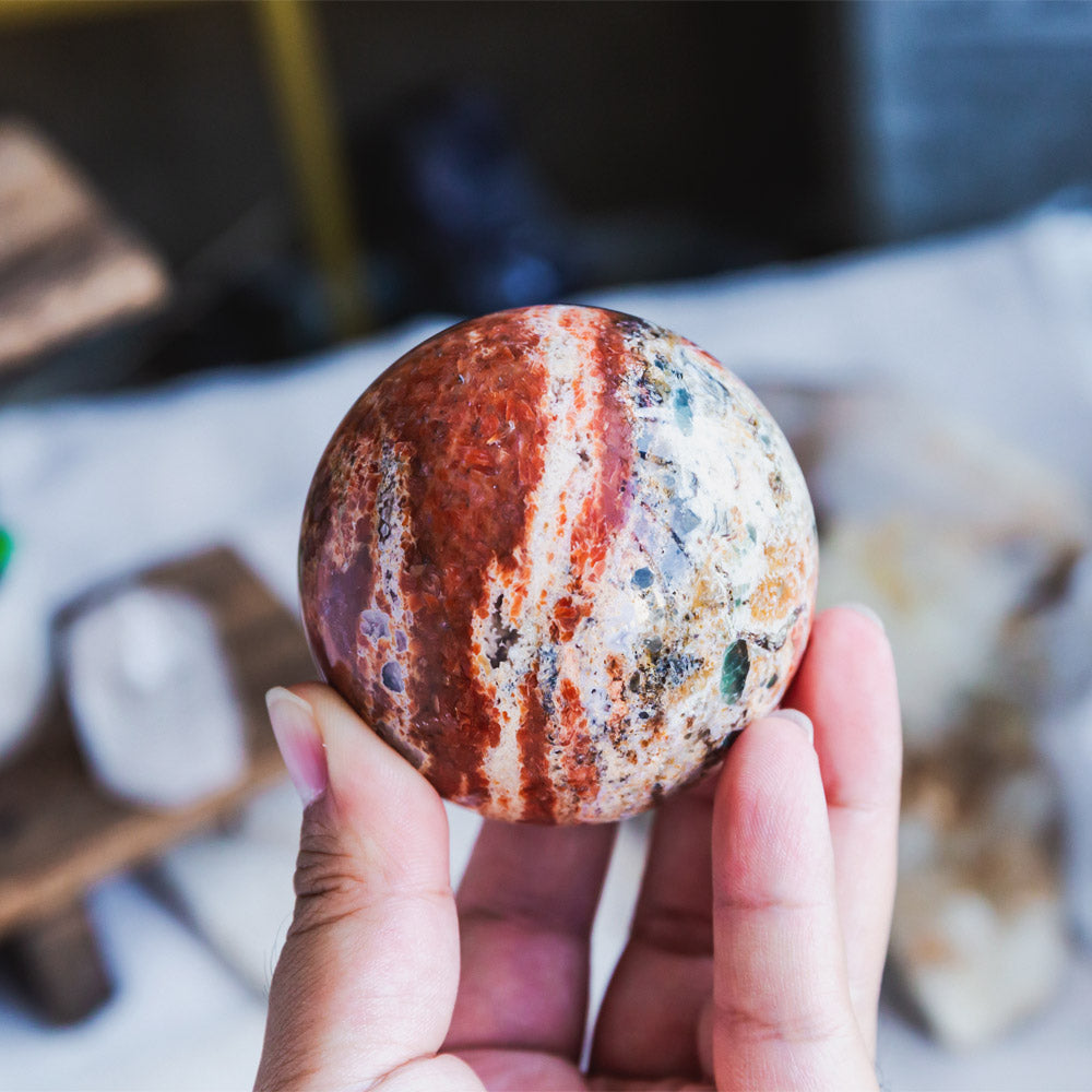 Reikistal Sunstone With Blue Apatite Sphere