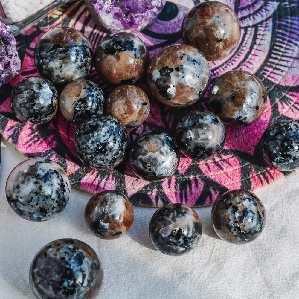 Reikistal Black Moonstone With Tourmaline Sphere