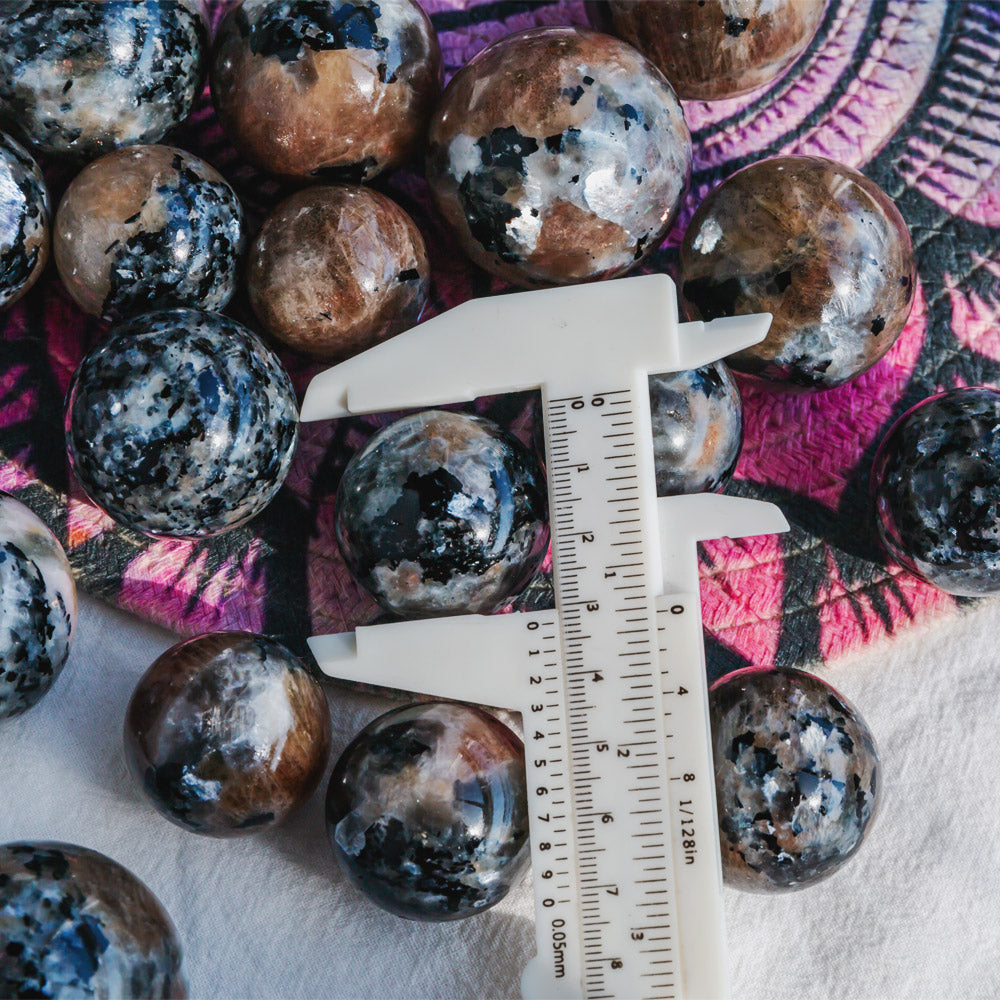 Reikistal Black Moonstone With Tourmaline Sphere