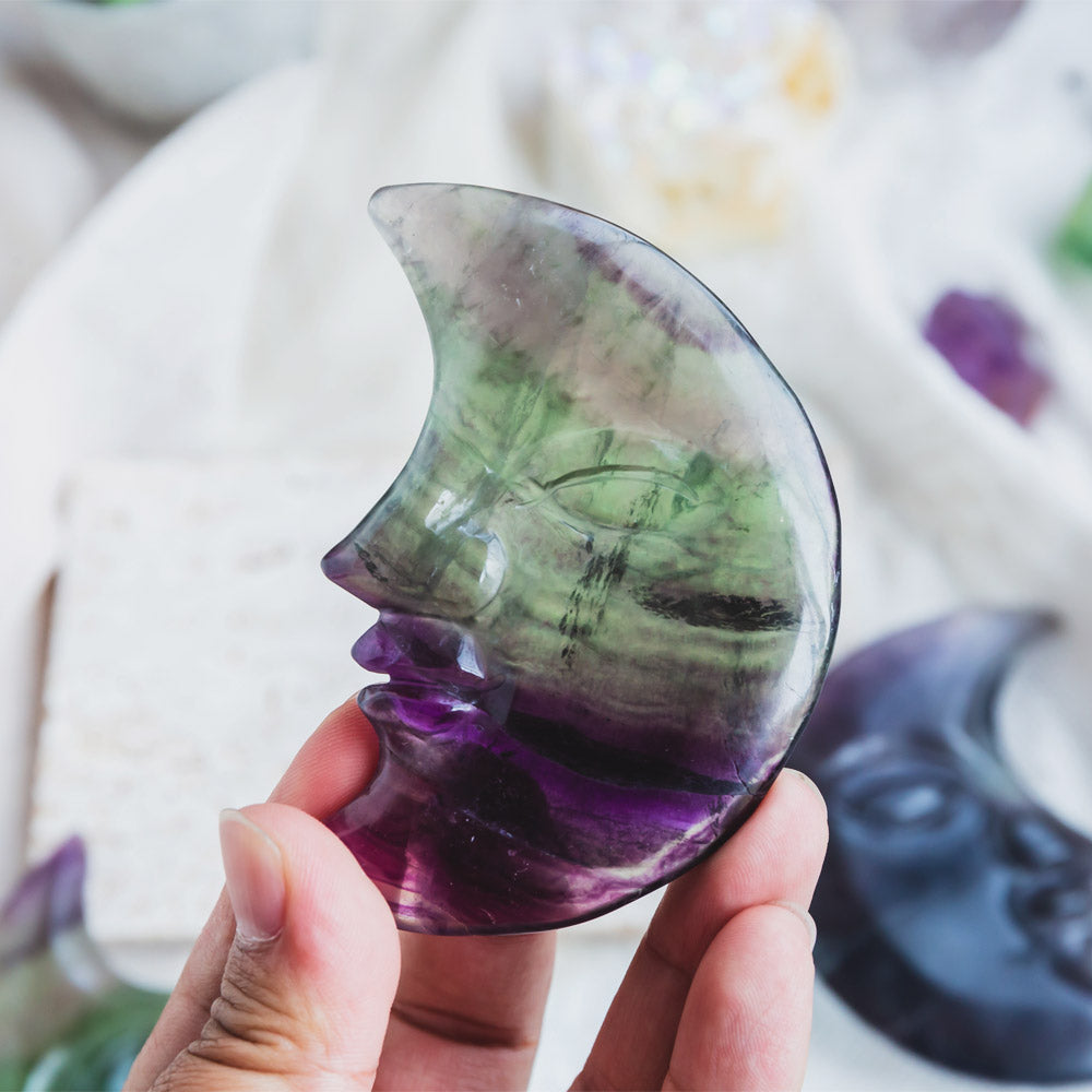 Reikistal Fluorite Moon Face