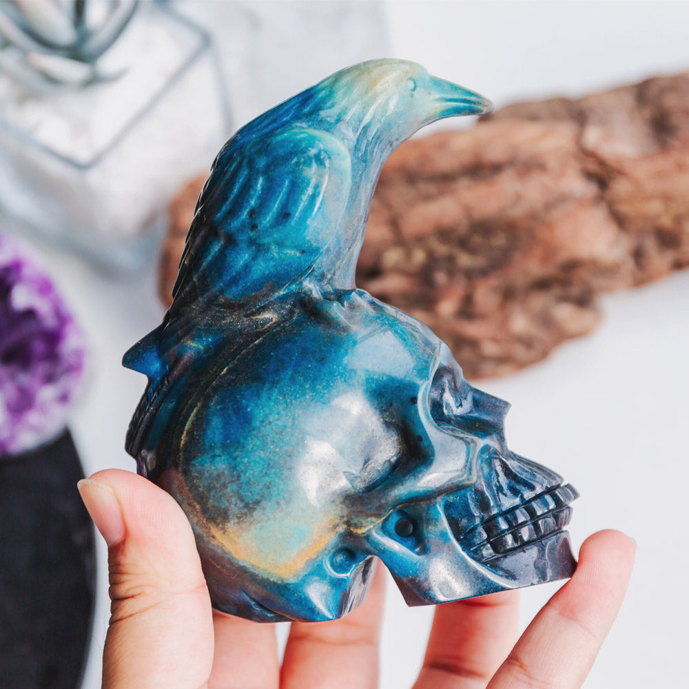 Reikistal Trolleite Skull With Crow