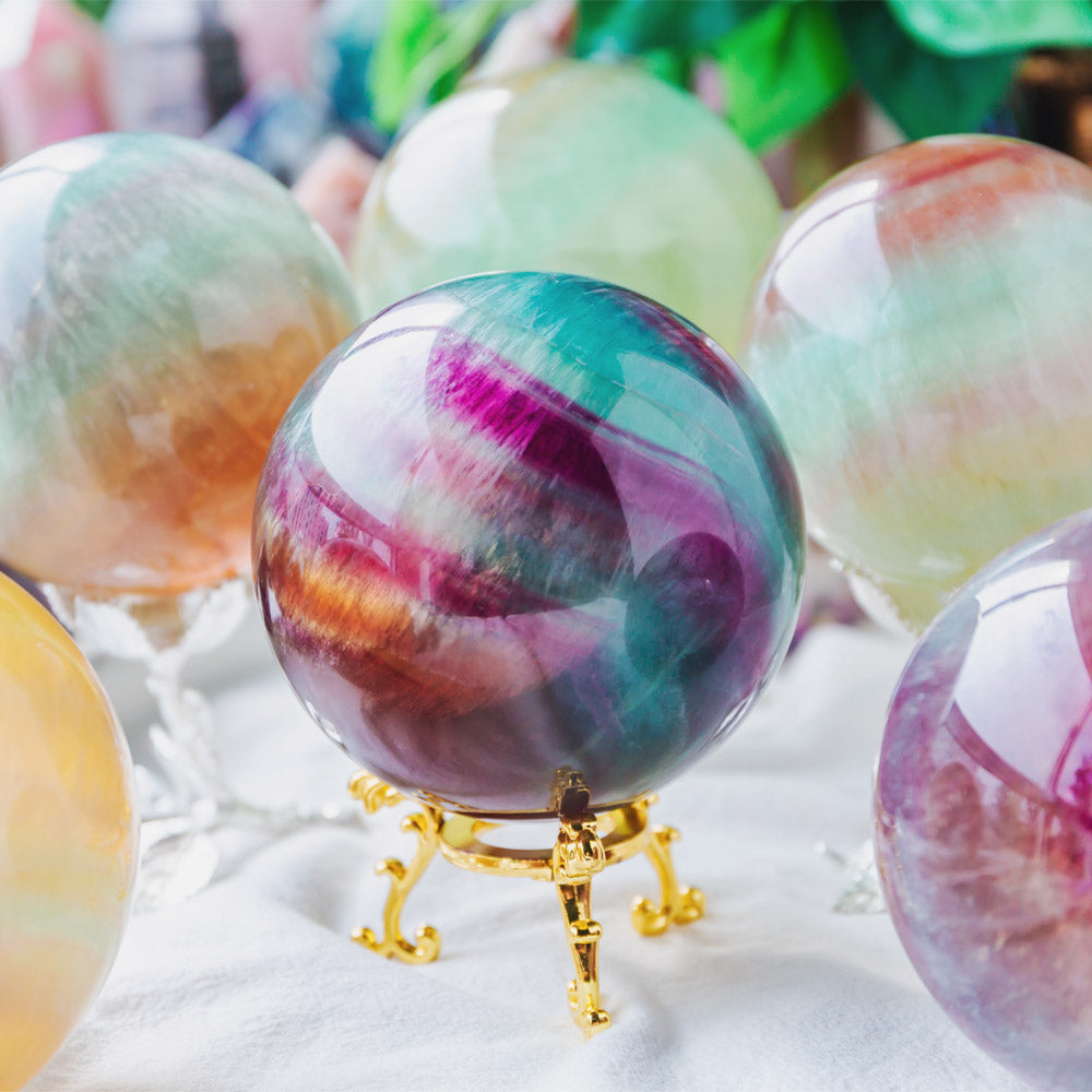 Reikistal Rainbow Fluorite Sphere