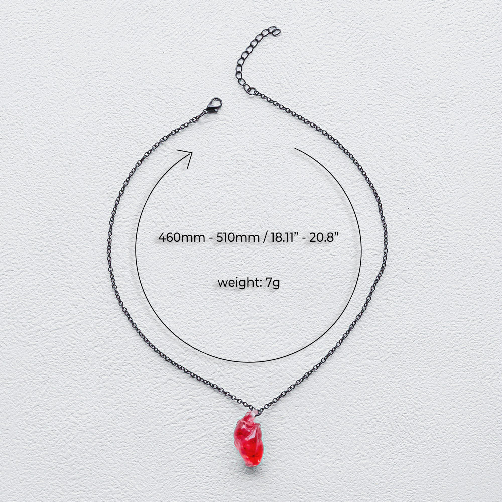 Reikistal Women's Synthetic Resin Pendant Heart Necklace & Ear Stud , Street Trend Chain Matching Necklace with Resin Heart Charm,Fashion Jewelry for Men & Women As Gift for I Love My Girlfriend