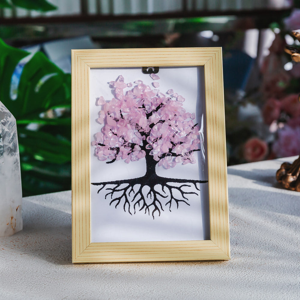 Reikistal Natural Crystal Tree Decorative Painting, Crystal Gravel Photo Frame, Crystal Gifts, Home Decoration, Reiki Healing, Crystal Crushed Stone Decorative Painting Crystal Picture Frame - Home Decoration Crystal Gift