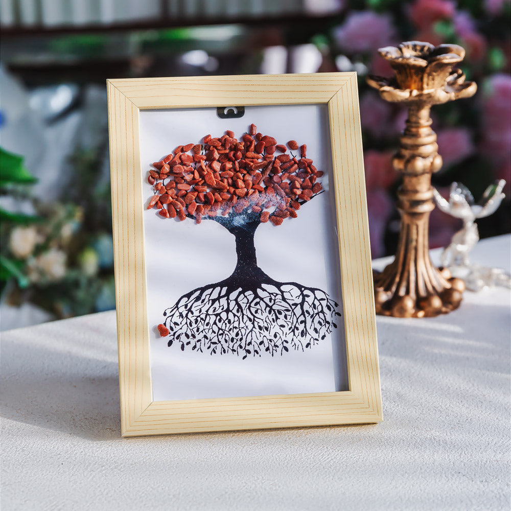 Reikistal Natural Crystal Tree Decorative Painting, Crystal Gravel Photo Frame, Crystal Gifts, Home Decoration, Reiki Healing, Crystal Crushed Stone Decorative Painting Crystal Picture Frame - Home Decoration Crystal Gift