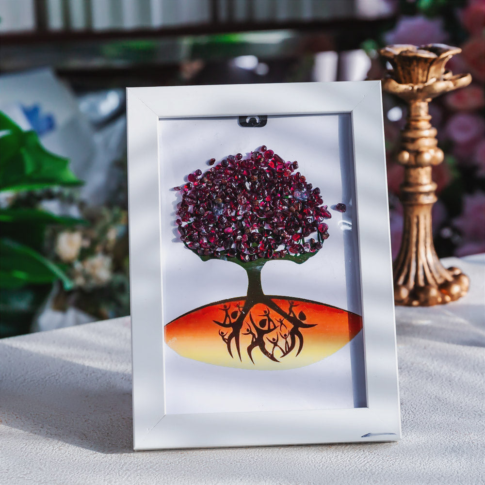 Reikistal Natural Crystal Tree Decorative Painting, Crystal Gravel Photo Frame, Crystal Gifts, Home Decoration, Reiki Healing, Crystal Crushed Stone Decorative Painting Crystal Picture Frame - Home Decoration Crystal Gift