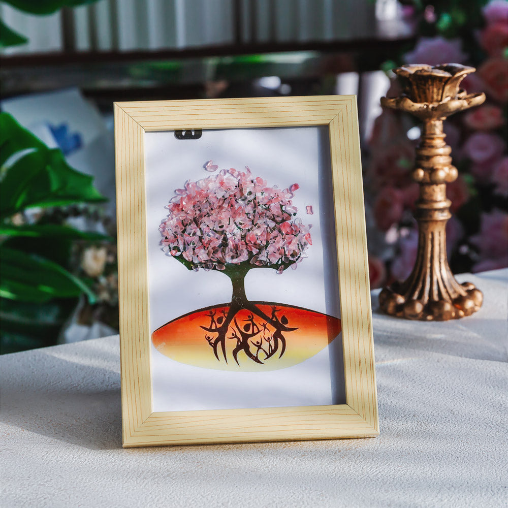 Reikistal Natural Crystal Tree Decorative Painting, Crystal Gravel Photo Frame, Crystal Gifts, Home Decoration, Reiki Healing, Crystal Crushed Stone Decorative Painting Crystal Picture Frame - Home Decoration Crystal Gift