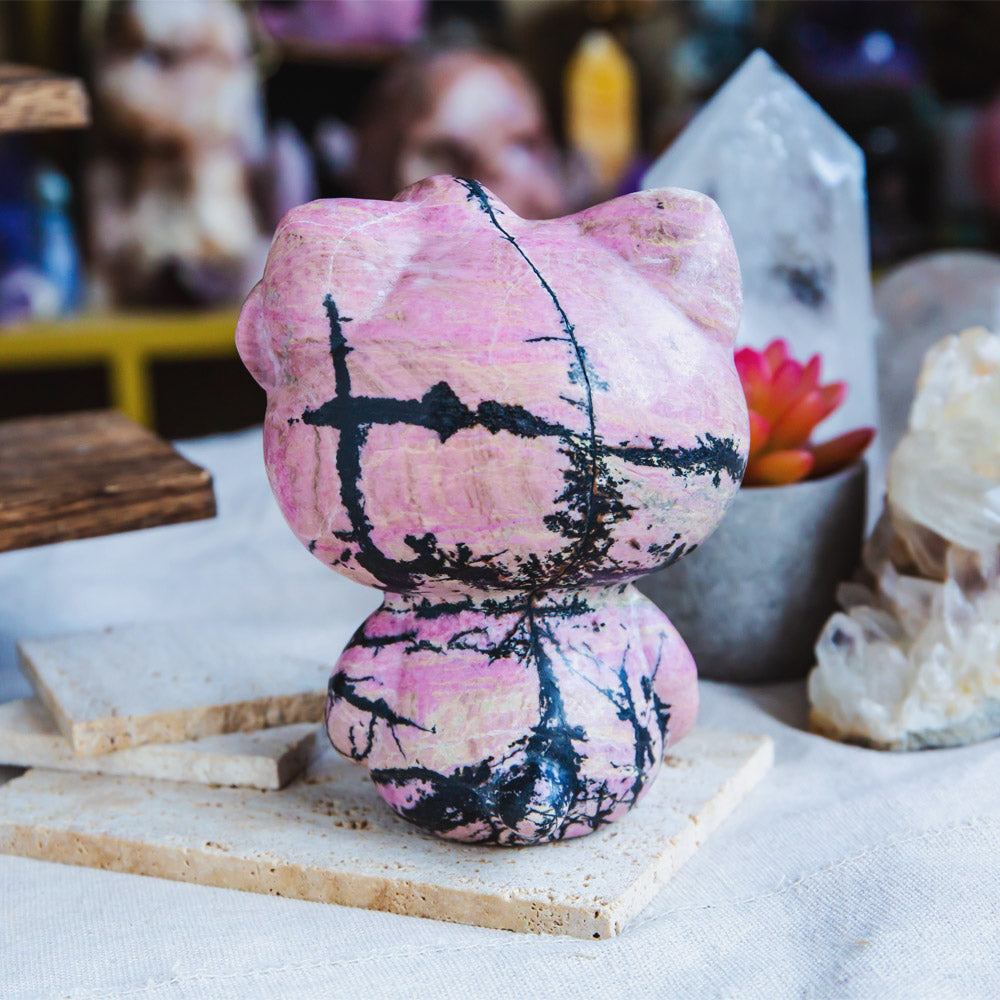 Reikistal Rhodonite Hello Kitty