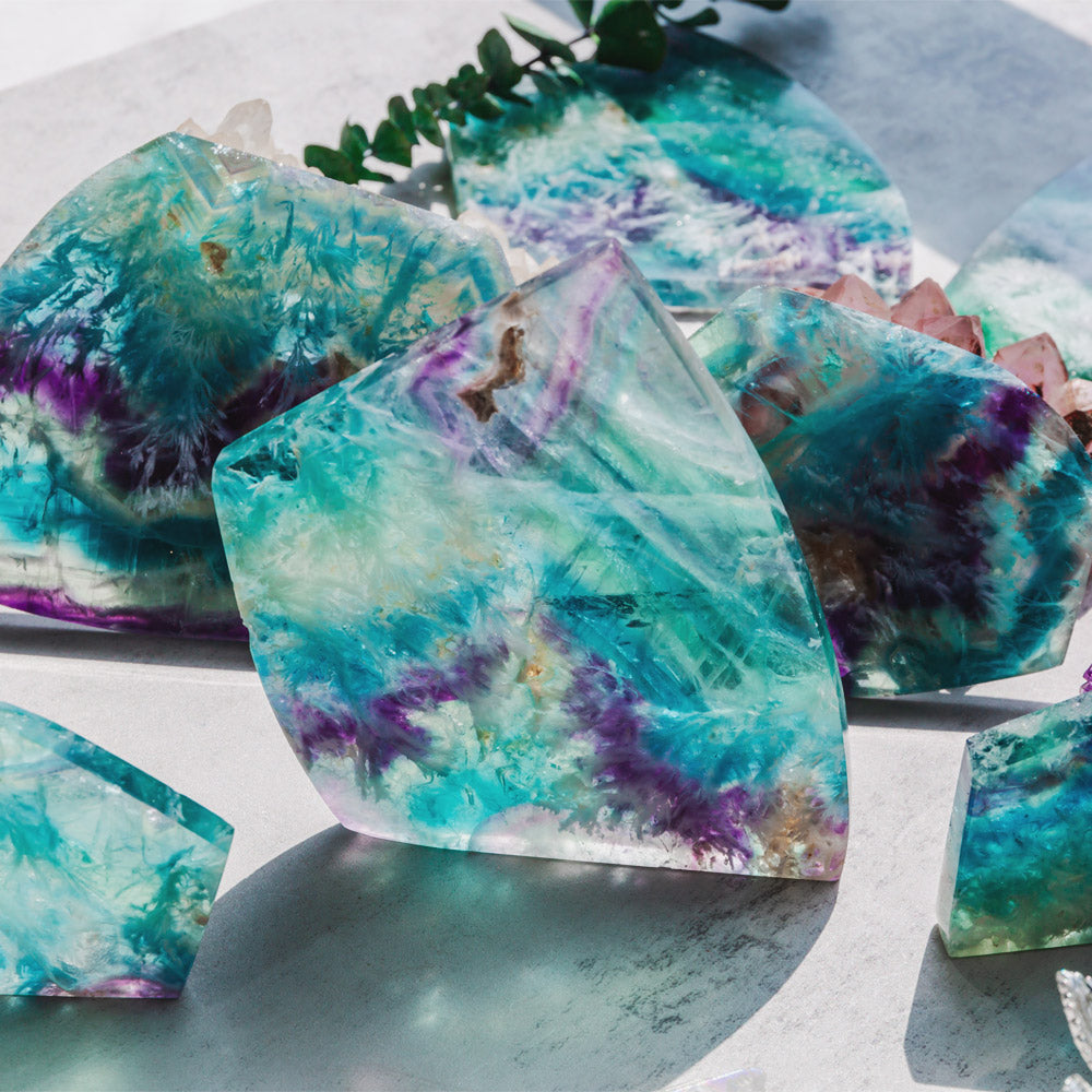 Reikistal Snowflake Fluorite Slice