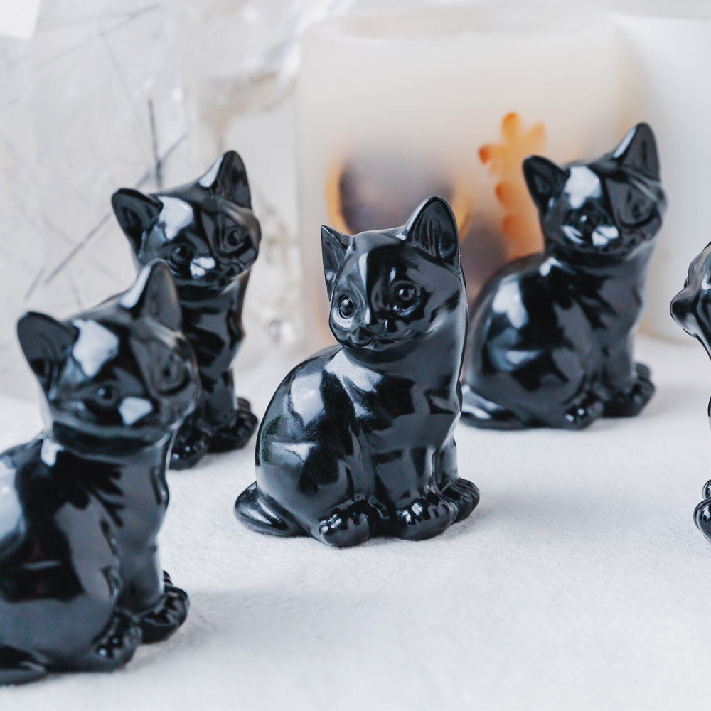 Reikistal 2" Black Obsidian Cat