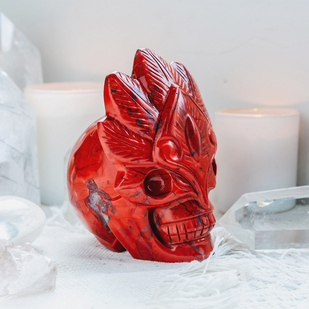 Reikistal Red Jasper Mask Skull