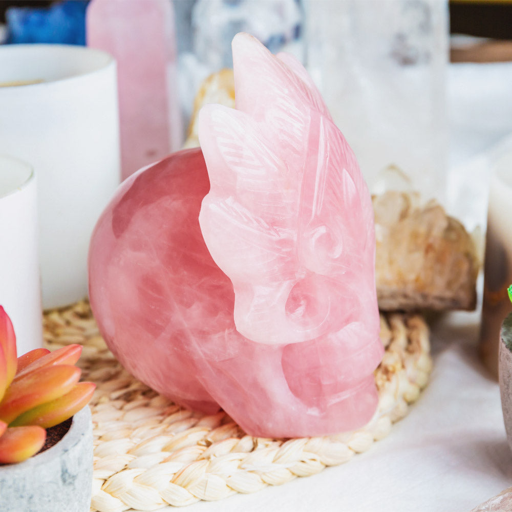 Reikistal Rose Quartz Mask Skull