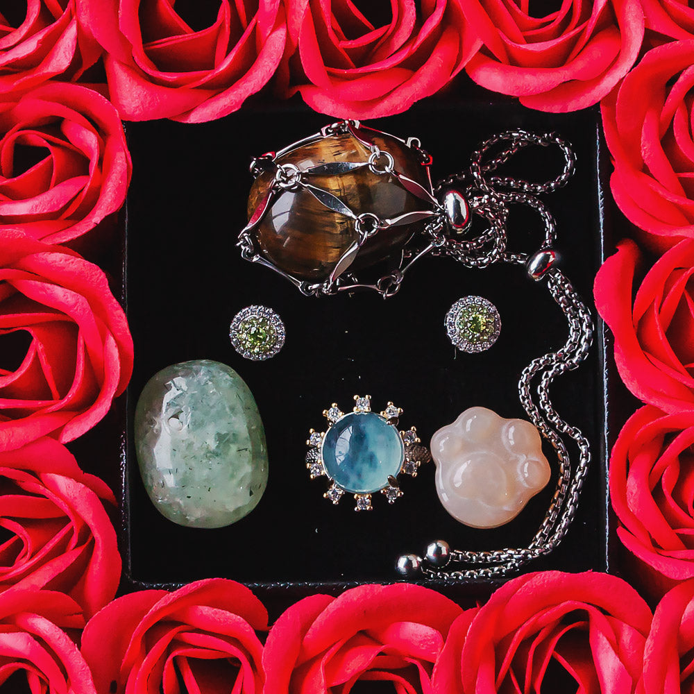 Reikistal Mother's Day 16 Eternal Flower Natural Crystal Gift Box Set
