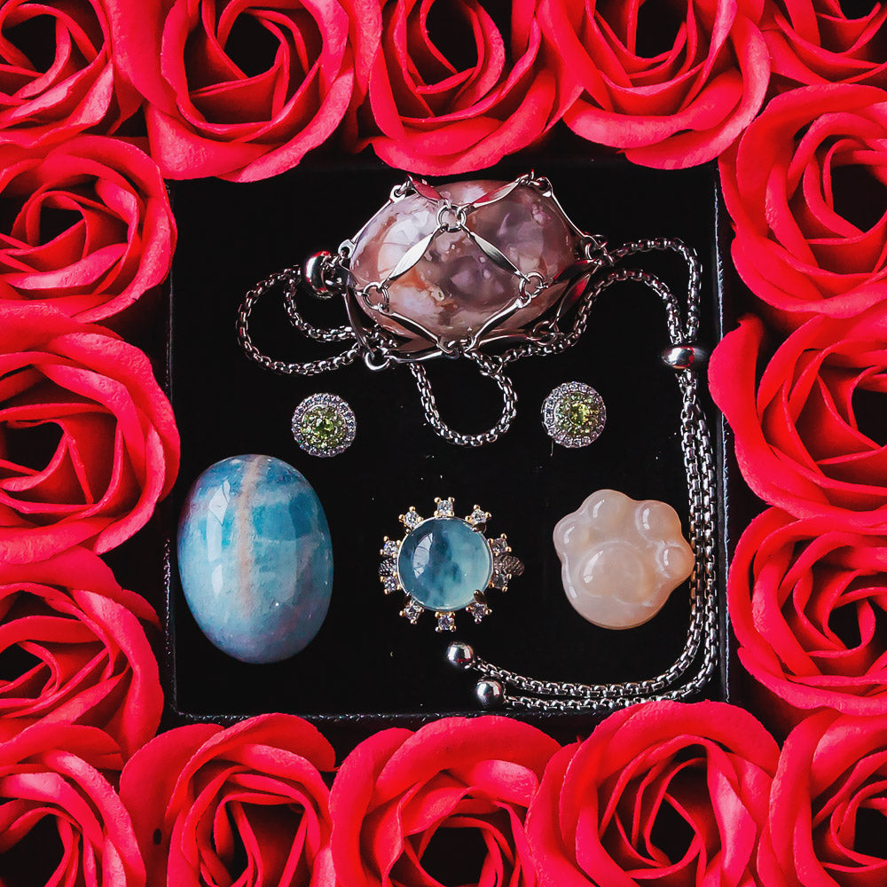 Reikistal Mother's Day 16 Eternal Flower Natural Crystal Gift Box Set