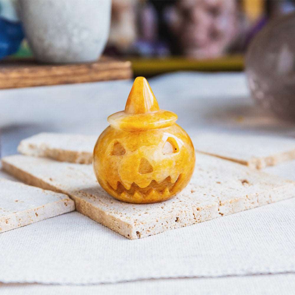 Reikistal 2'' Crystal Wizard Hat Pumpkin