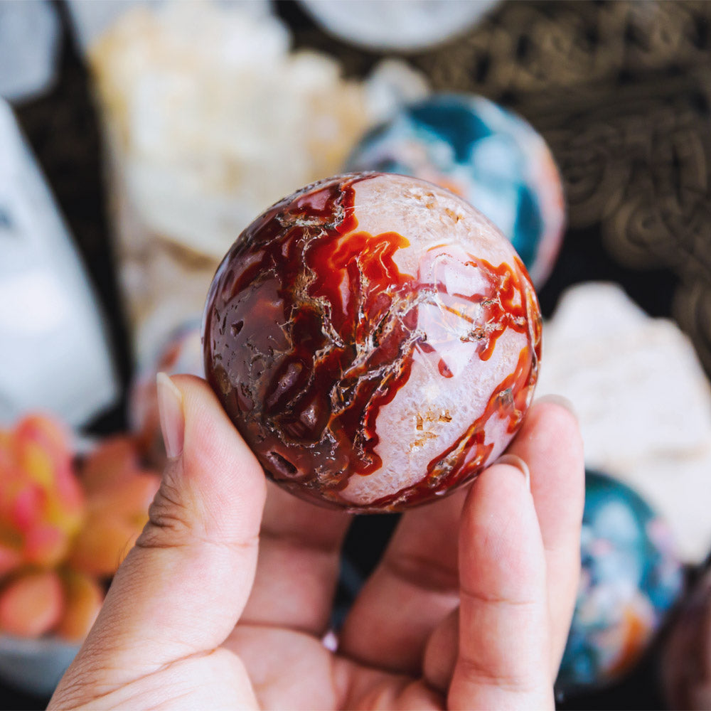 Reikistal Red Moss Agate Sphere