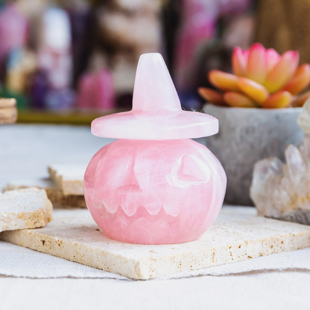 Reikistal Rose Quartz Wizard Hat Pumpkin