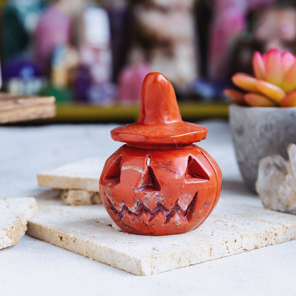 Reikistal Red Jasper Wizard Hat Pumpkin