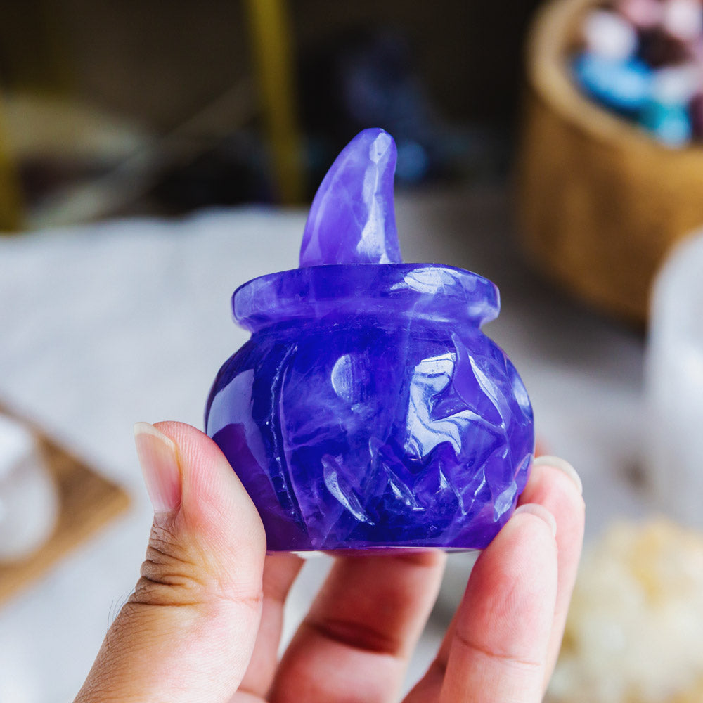 Reikistal Fluorite Wizard Hat Pumpkin