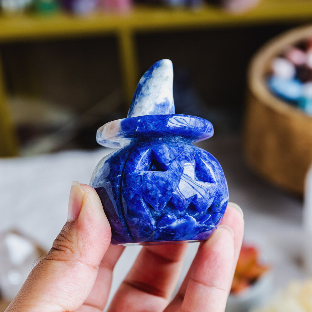 Reikistal Sodalite Wizard Hat Pumpkin