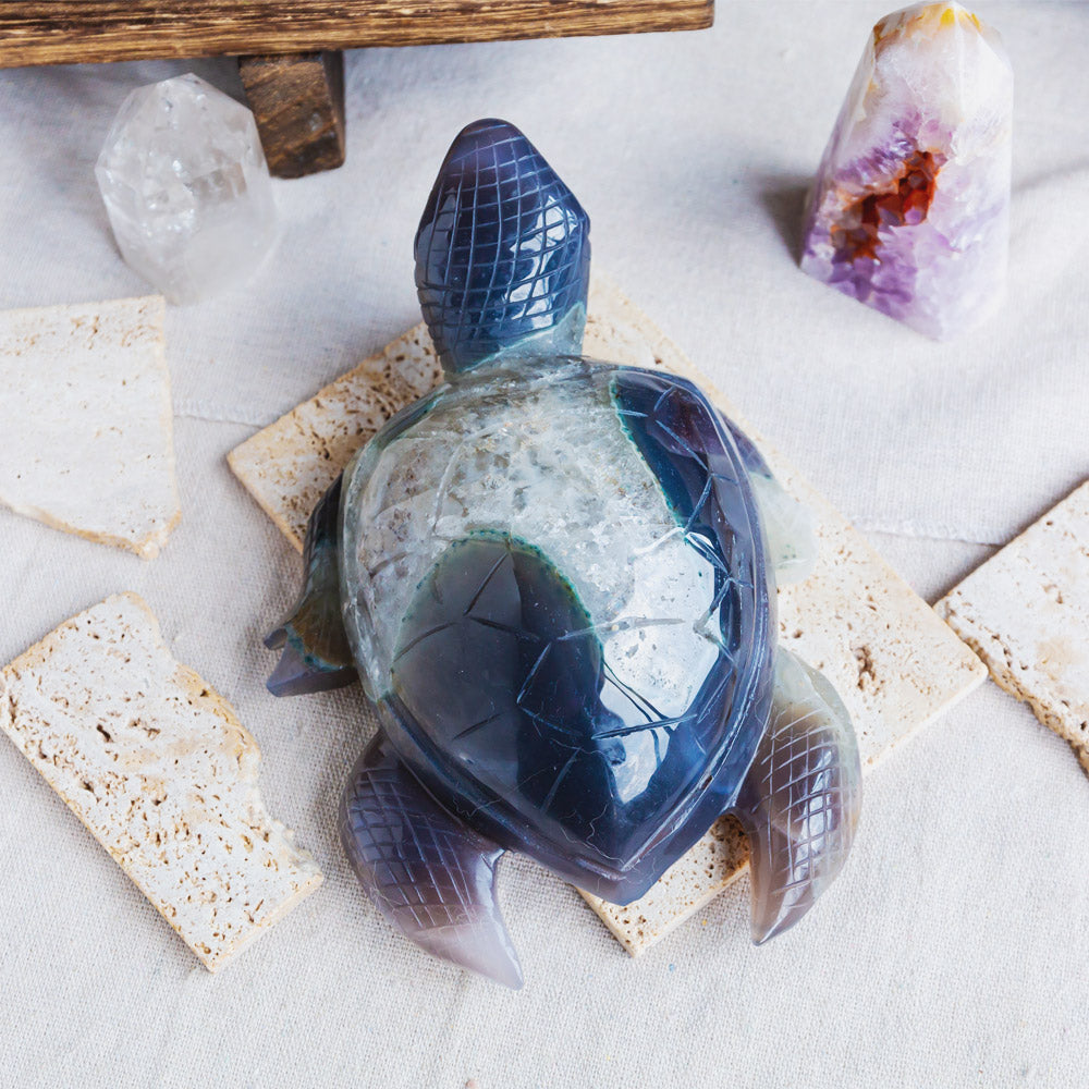 Reikistal Druzy Agate Turtle