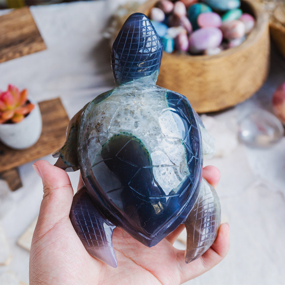 Reikistal Druzy Agate Turtle