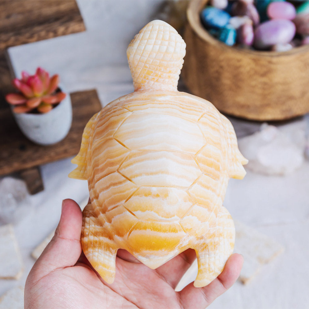 Reikistal Banding Orange Calcite Turtle