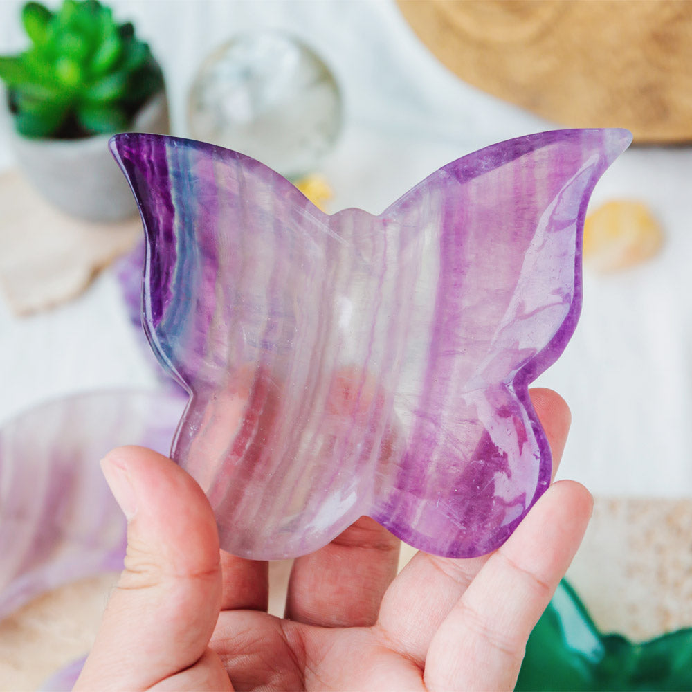 Reikistal Purple Fluorite Butterfly Bowl