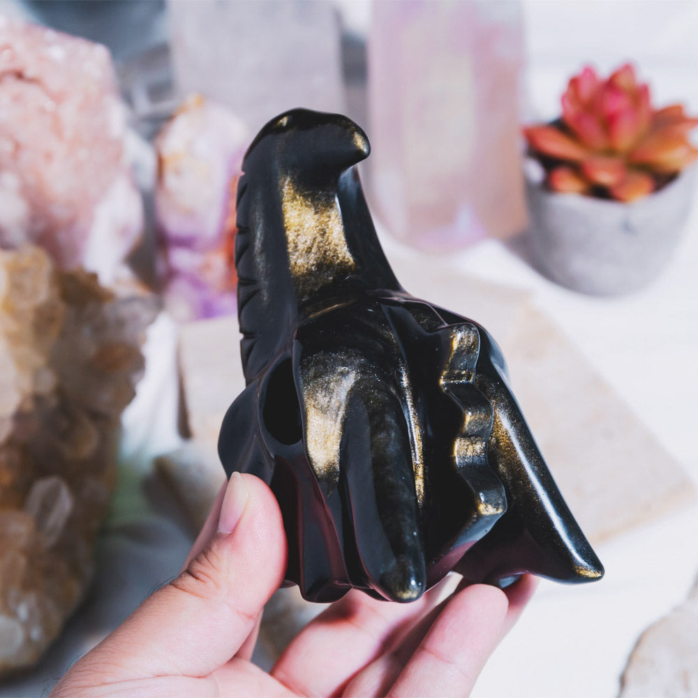 Reikistal Golden Sheen Obsidian Dragon Head