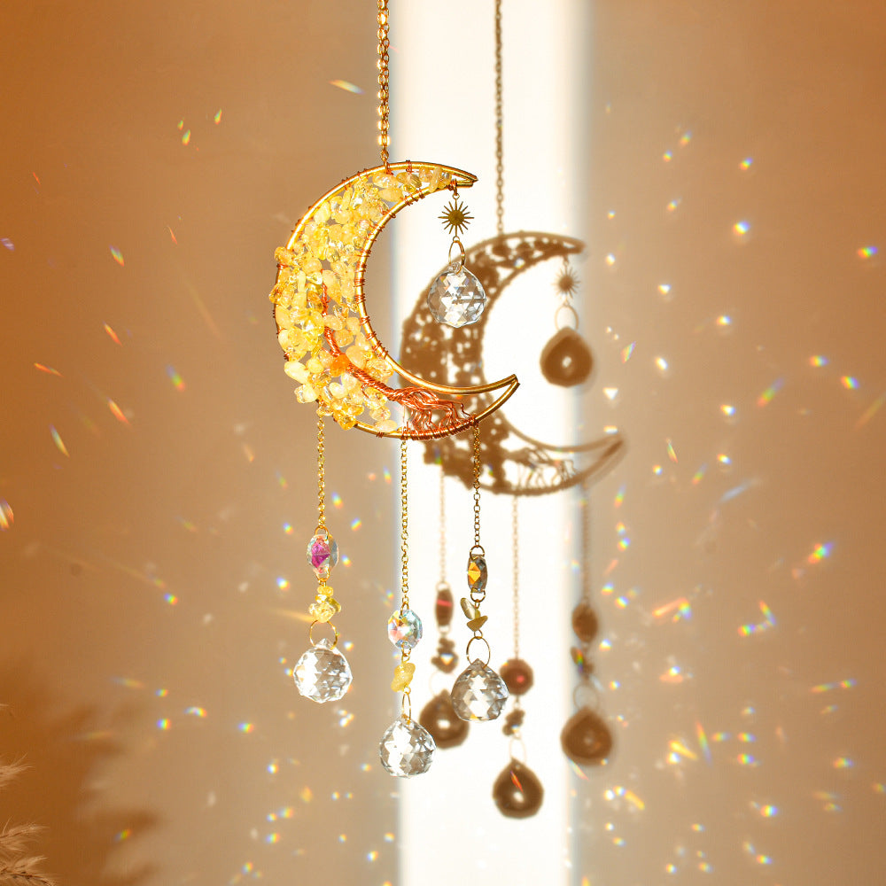 Reikistal Moon Catcher Crystal Wind Chime Home Decor