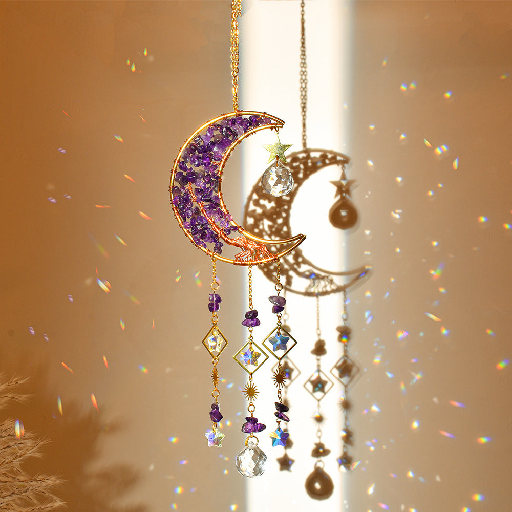 Reikistal Moon Catcher Crystal Wind Chime Home Decor