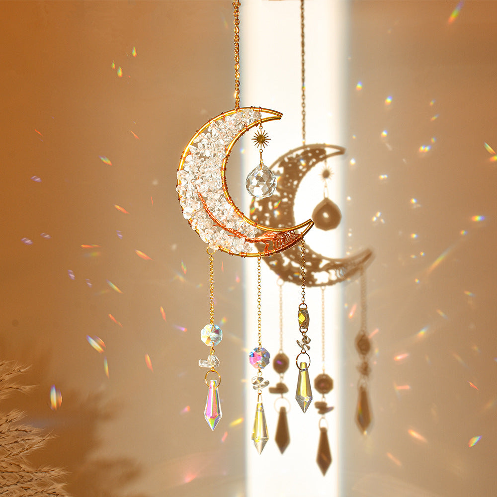 Reikistal Moon Catcher Crystal Wind Chime Home Decor