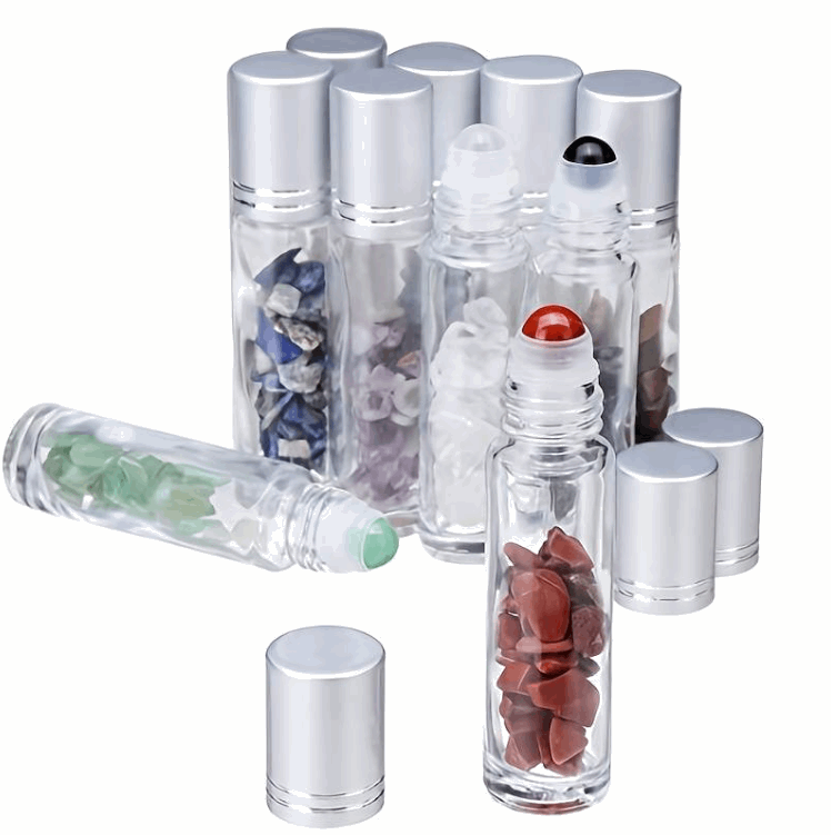 Reikistal 10pcs Clear Glass Roller Bottles