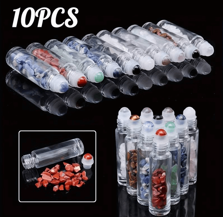 Reikistal 10pcs Clear Glass Roller Bottles