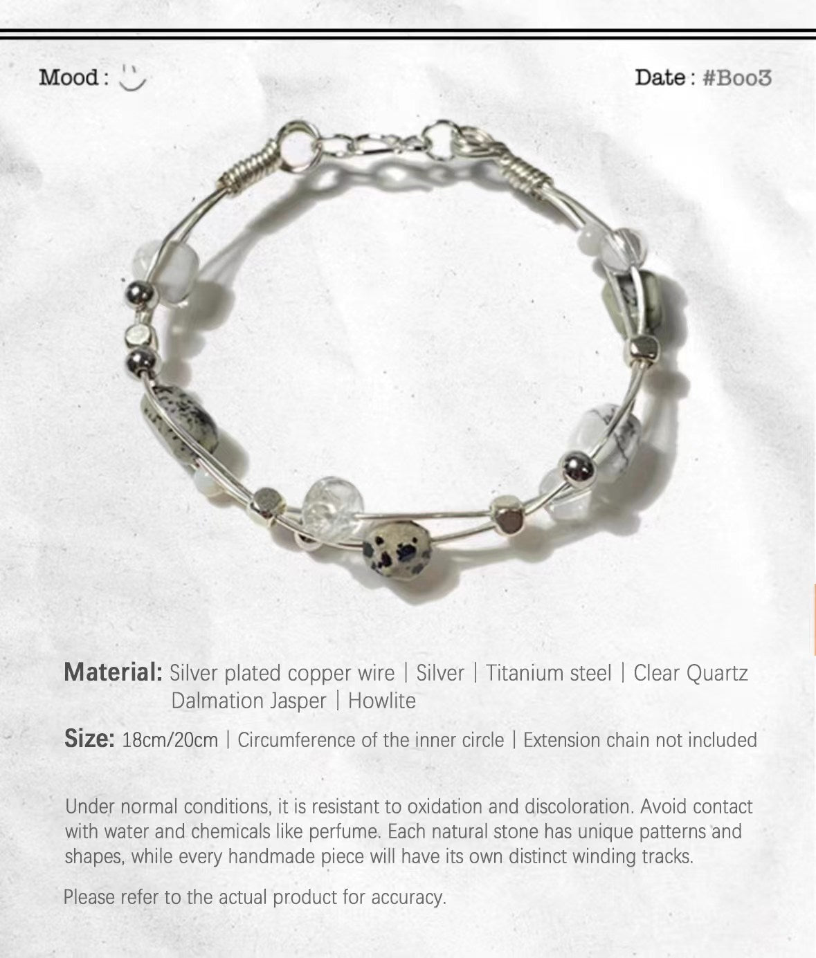 【Crystal Planet Series】Natural Stone Winding Bracelet Niche Handmade Metal Braid