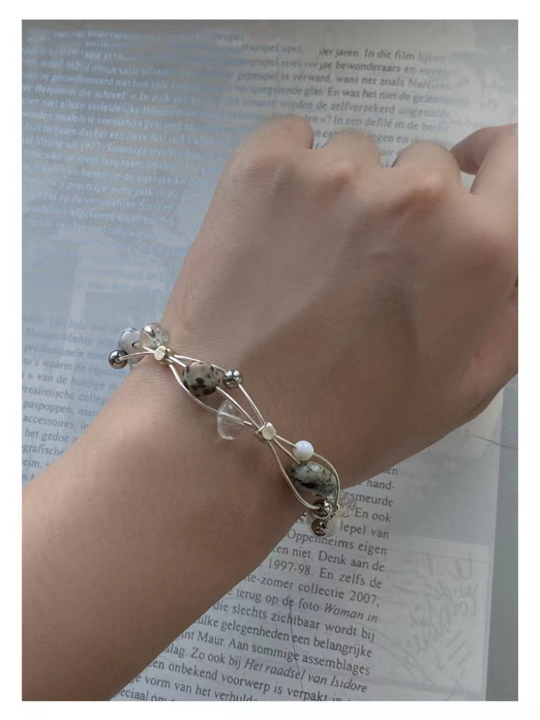 【Crystal Planet Series】Natural Stone Winding Bracelet Niche Handmade Metal Braid