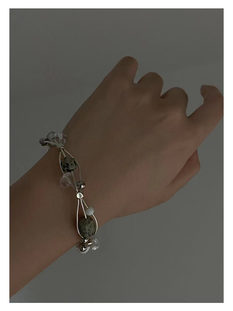 【Crystal Planet Series】Natural Stone Winding Bracelet Niche Handmade Metal Braid